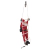 Santa Claus With Small Green Backpack On A Ladder