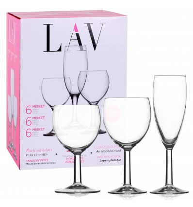 18 Pc LAV Stemmed Wine Glasses Set [116155]