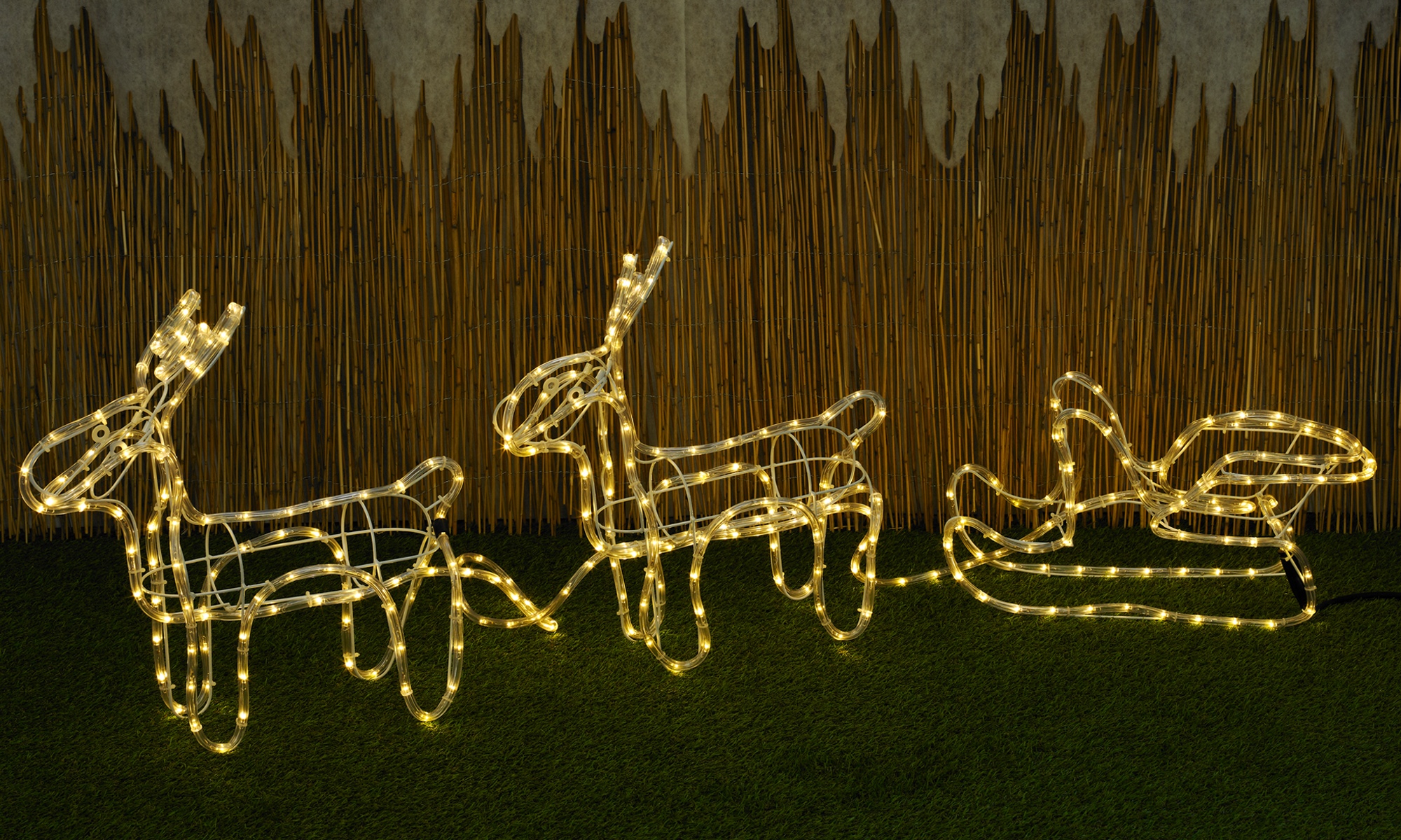 Christmas Led Light Up 2 Reindeer And Sleigh Party Garden Outdoor