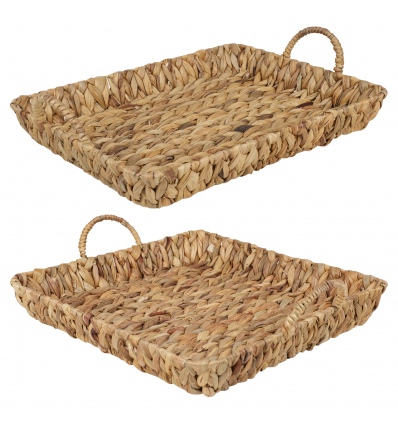 Large Water Hyacinth Serving Tray With Handles