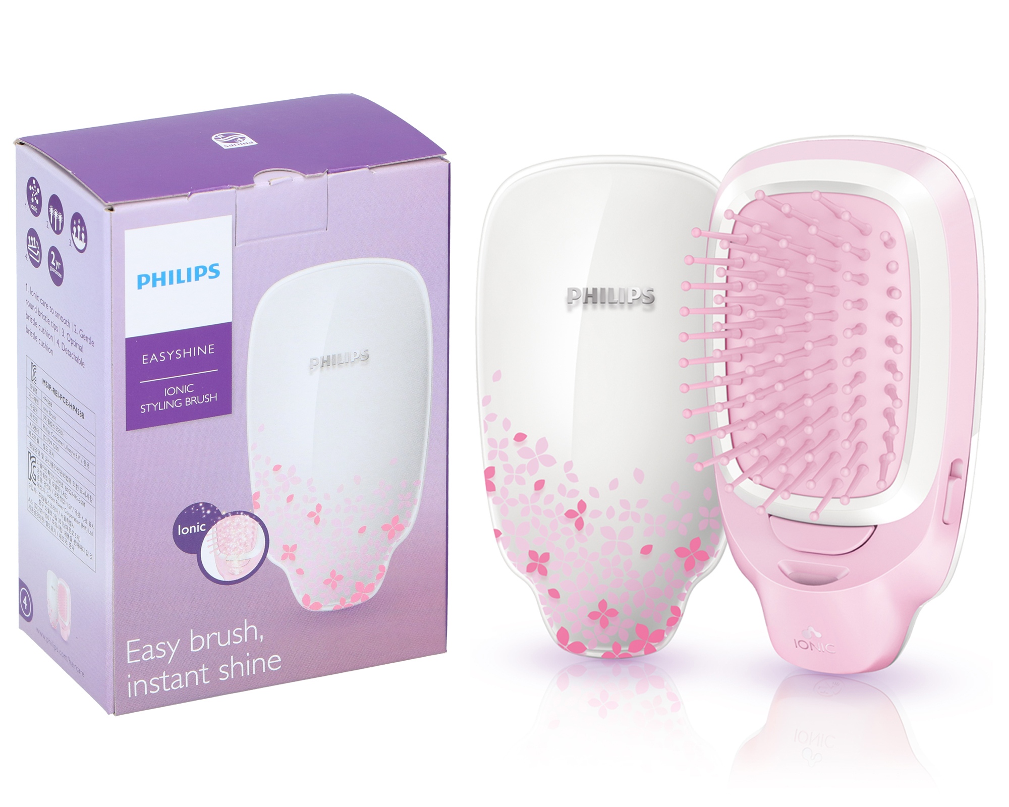 Philips Easyshine Ionic Stylish Brush Easy Use Gentle Bristle Tip Hair