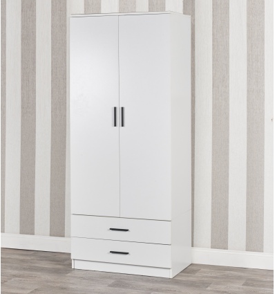 Tall 2 Door Wardrobe With 2 Drawers