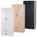 Tall 2 Door Wardrobe With 2 Drawers