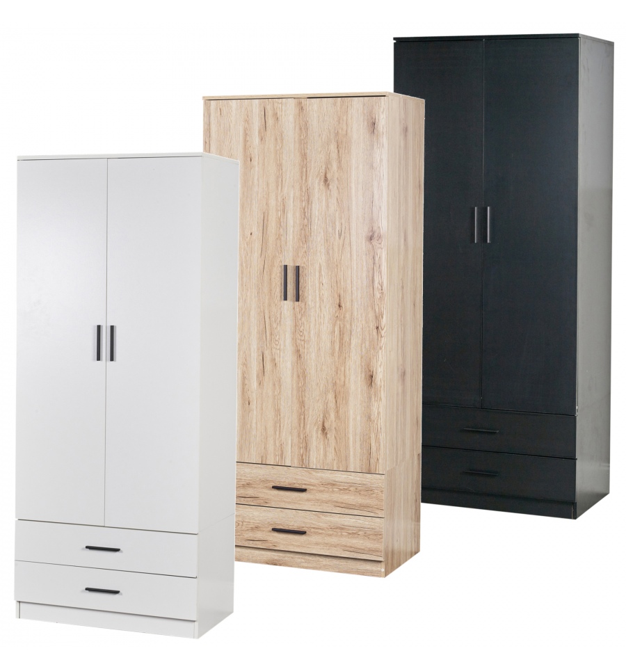 Tall 2 Door Wardrobe With 2 Drawer