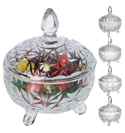 Glass Candy Bowl Jar With Lid 4 Assorted [103711]