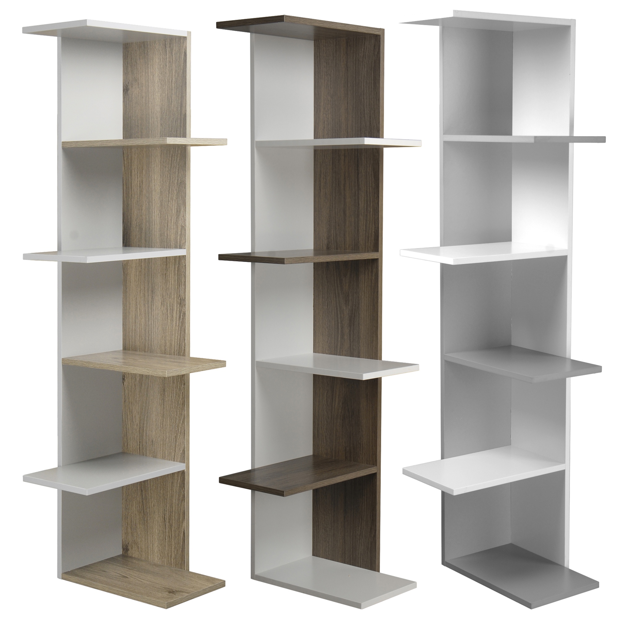 Wooden Modern Corner Bookcase Shelves Living Room Storage Free Standing