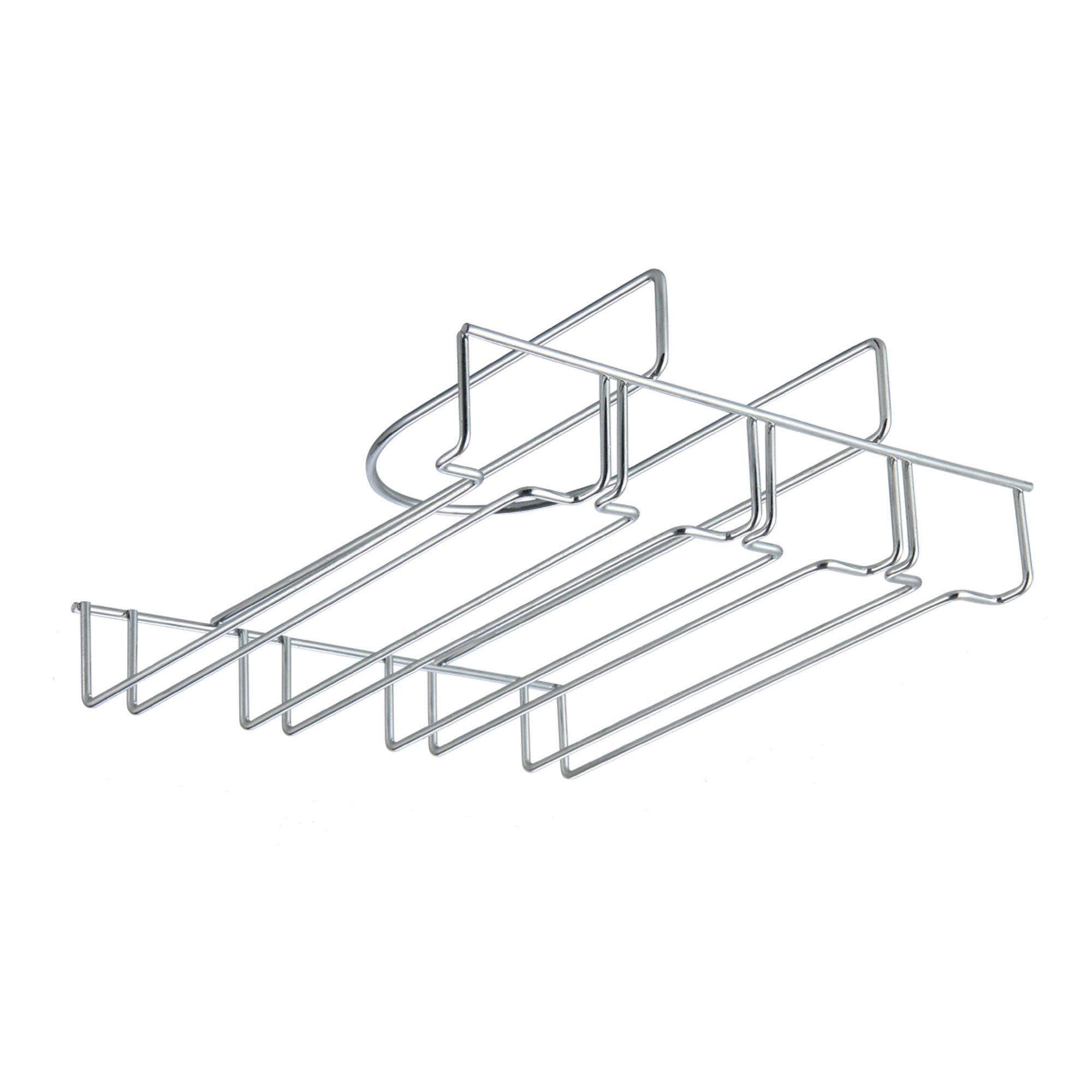 Chrome Under Shelf Cupboard Hanging Metal Wine Glasses Rack Stemware