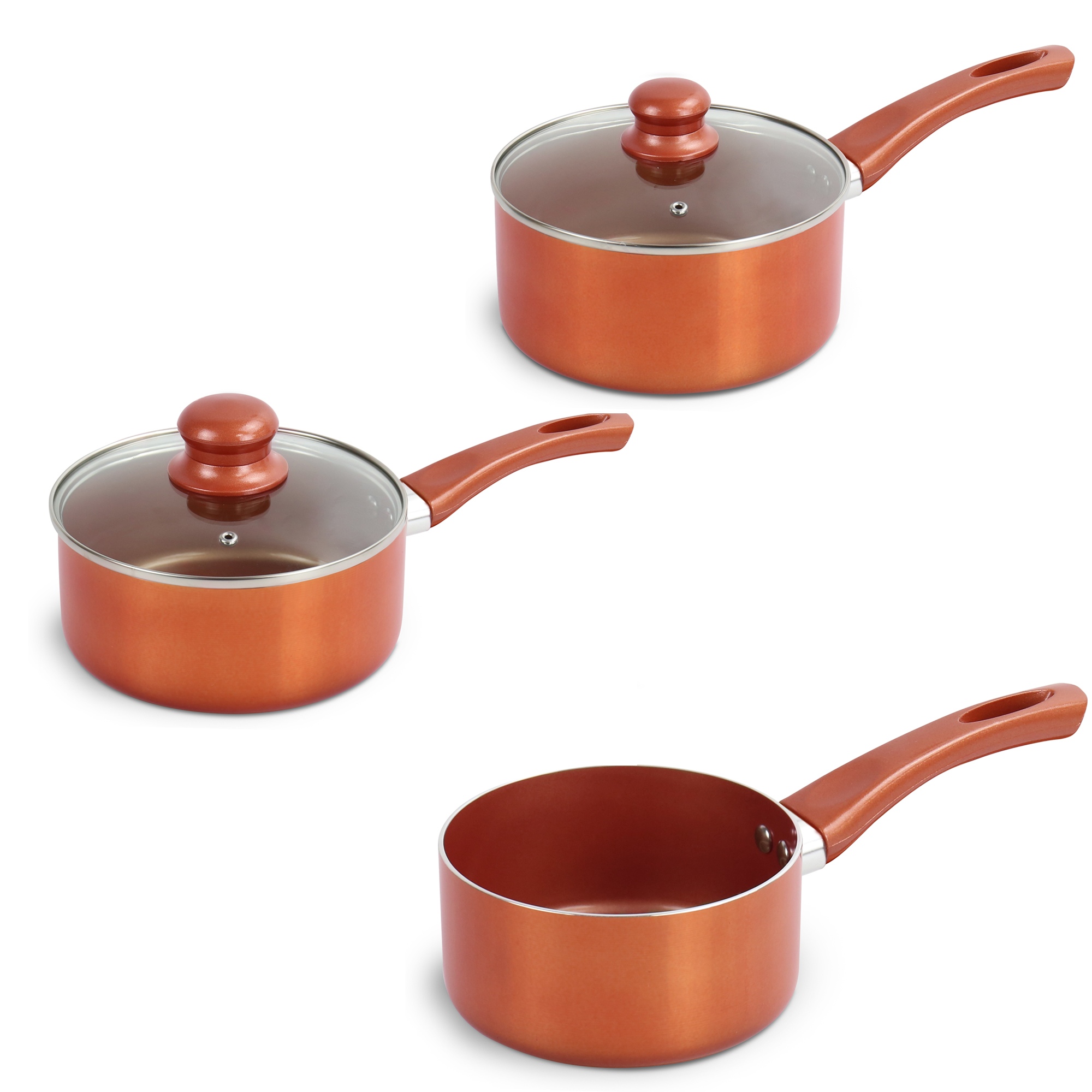 3 Piezas URBN CHEF Cerámica Cobre Inducción de Cocina Ollas 6 Piezas URBN CHEF Cerámica Cobre Inducción de Cocina Ollas
