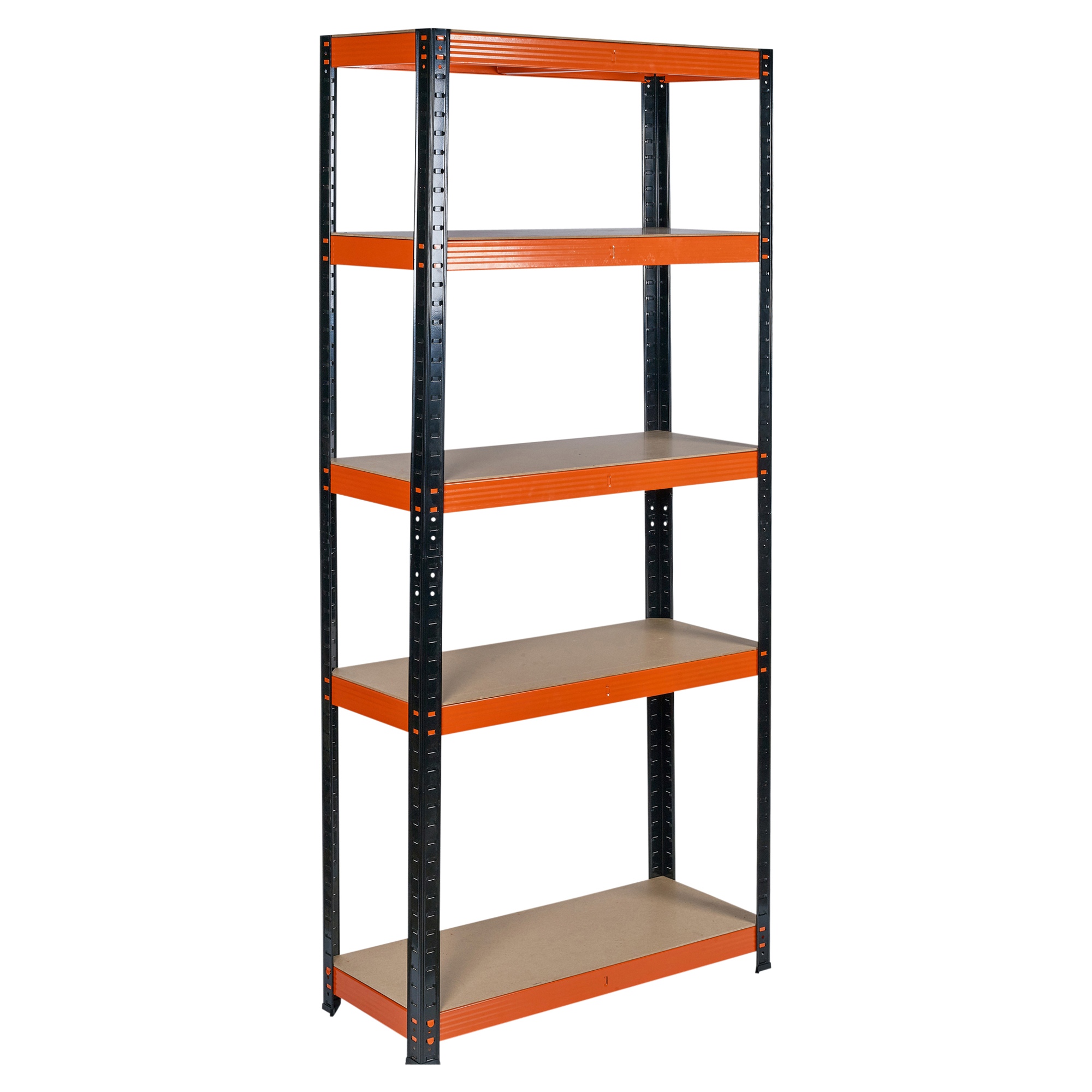 Industrial Look 5 Tier Metal Storage Organiser Shelves Racks 2 Colours Available H168 x W75 x D30 cm Orange Warehouse and Back Store Shelf Racking