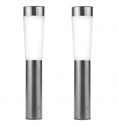 2 x 56cm Stainless Steel Solar Powered Led Light Posts [813751]