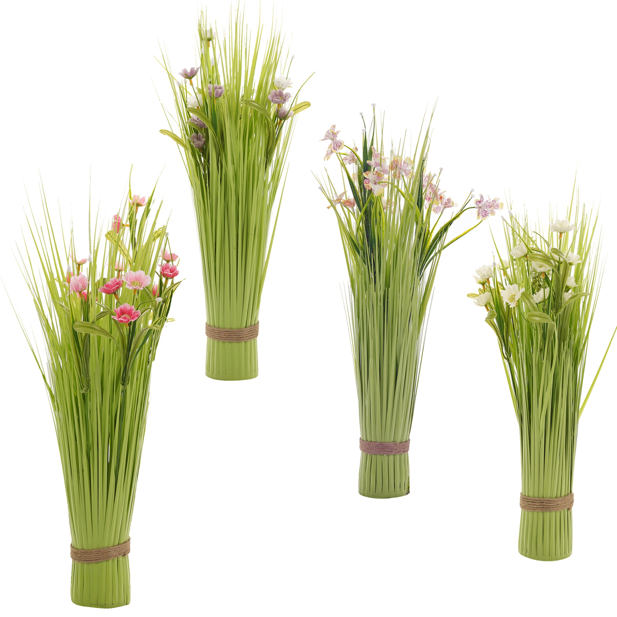 Realistic Look Decorative Artificial Grass Bouquet Bundle Coloured