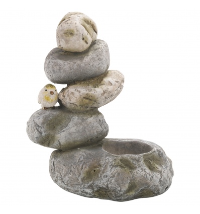 Stone Flower Pot Ornament with Bird 2 ass [432897]