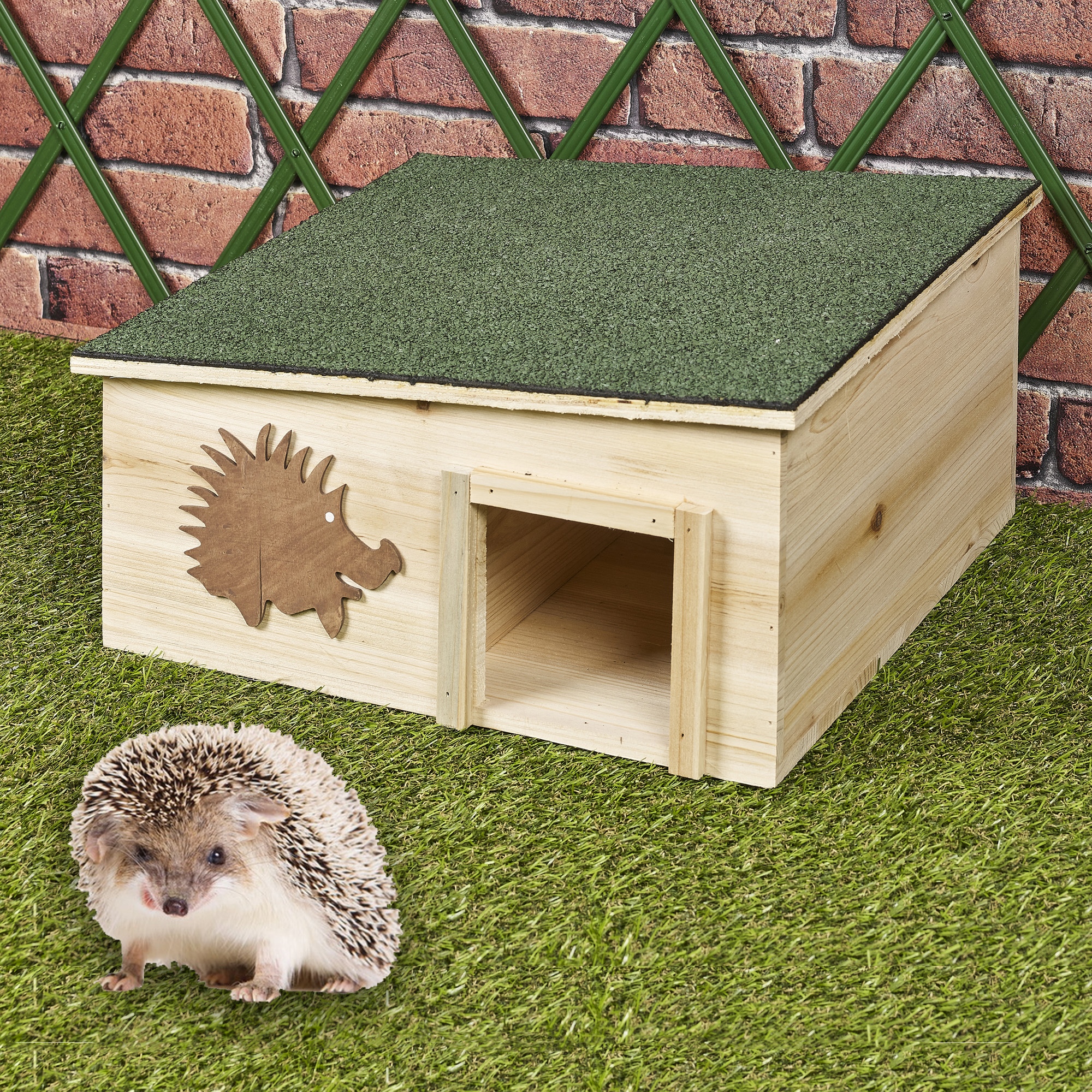 Wooden Hedgehog House Detachable Rainproof Bitumen Roof