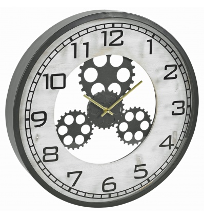 48cm Black Wall Clock with Cogs [427800]