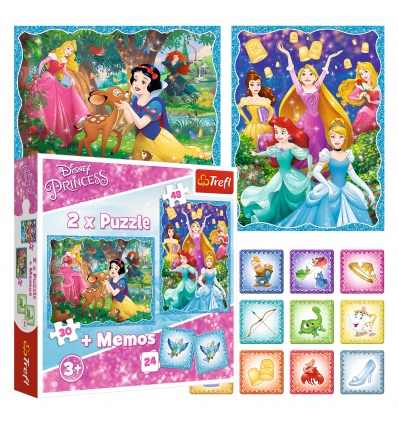 Puzzles - "2in1+memos" - Marvelous princess world / Disney Princess [90815]