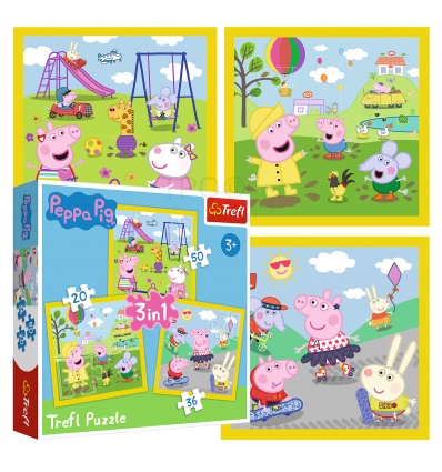 Puzzles - "3in1" - Peppa's happy day / Peppa Pig [34849]