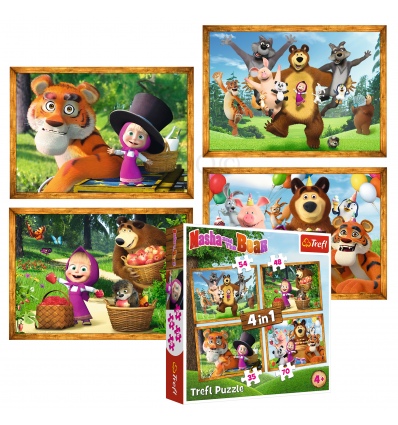Puzzles - "4in1" - Masha's forest adventures / Animaccord Masha and the Bear [34329]