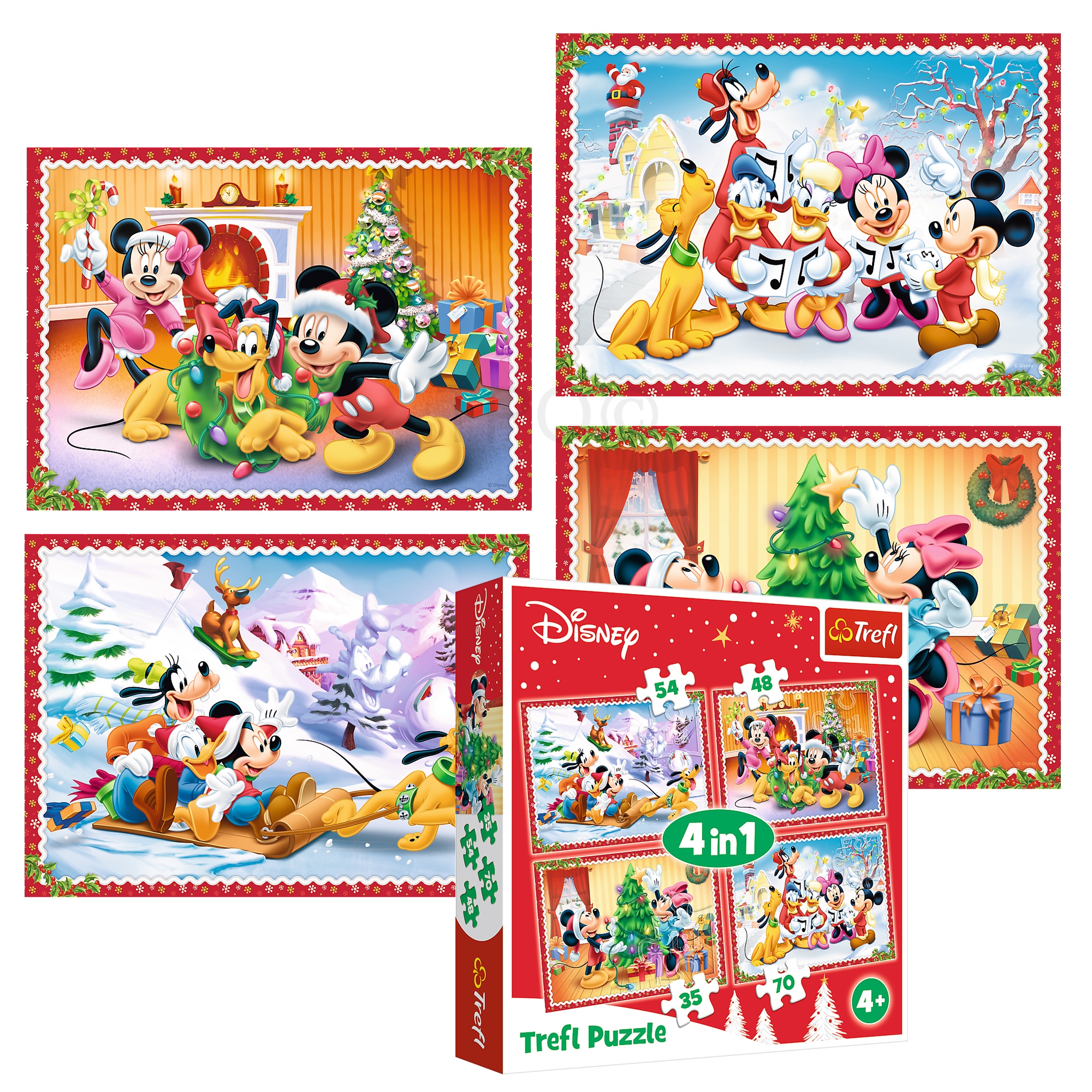 Trefl 4 In 1 35 + 48 + 54 + 70 Piece Kids Disney Christmas Time Jigsaw