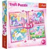 Puzzles - "4in1" - The magical world of unicorns / Trefl [34321]