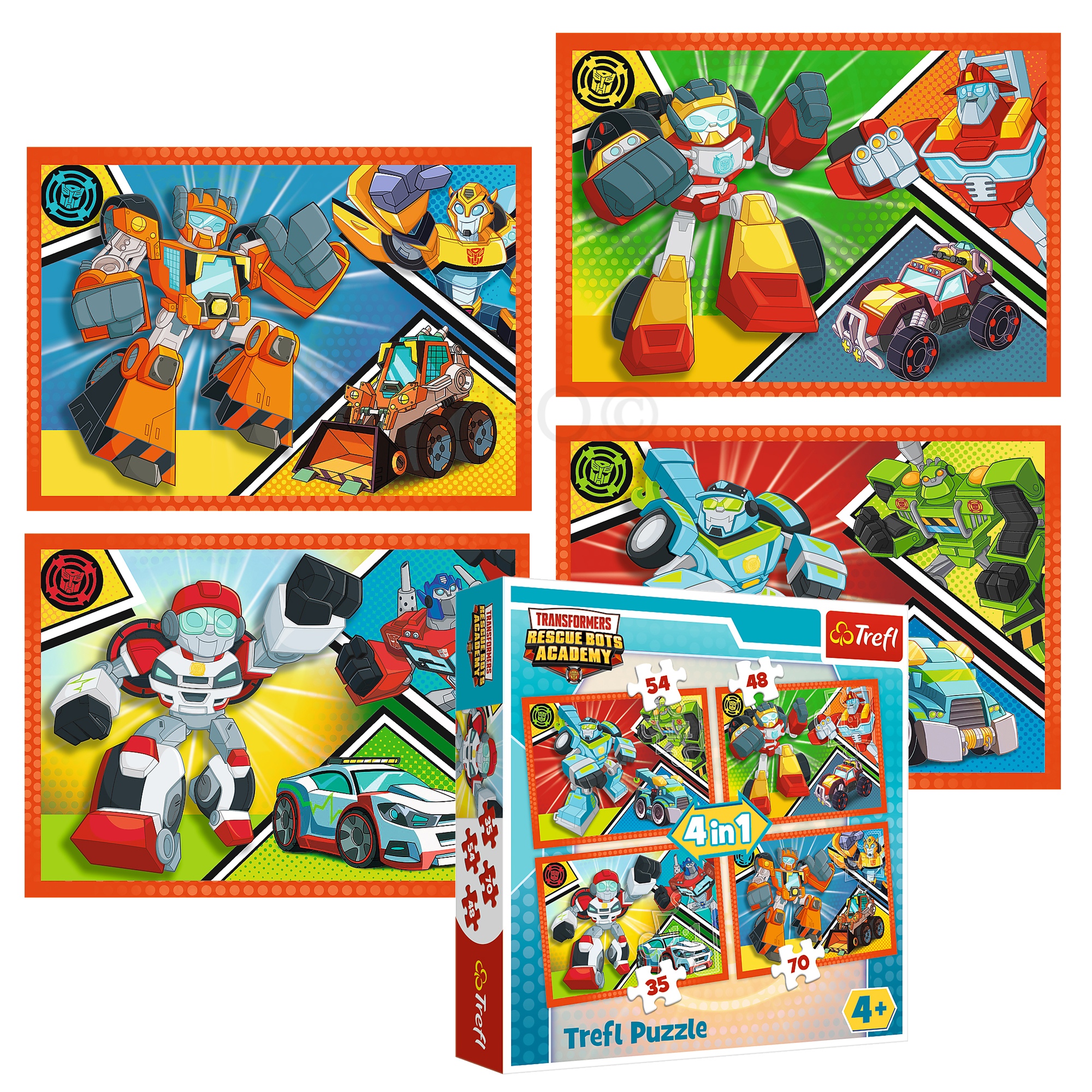 Trefl 4 In 1 35 + 48 + 54 + 70 Piece Kids Transformer Academy Jigsaw