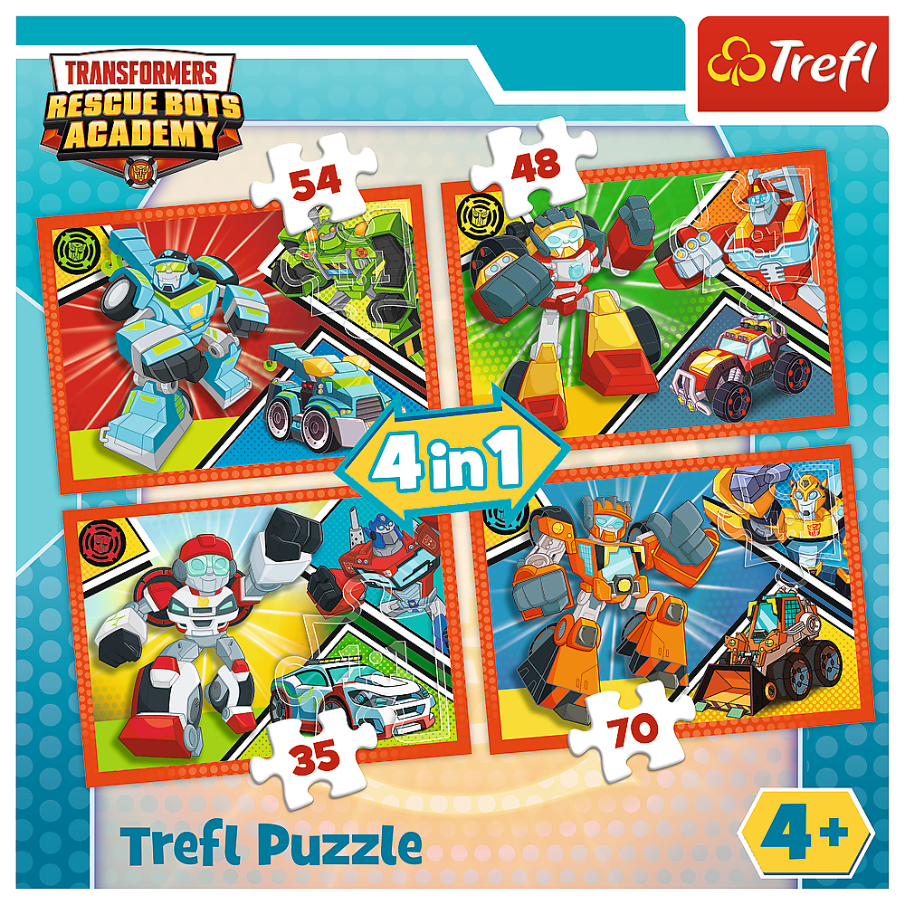 Trefl 4 In 1 35 + 48 + 54 + 70 Piece Kids Transformer Academy Jigsaw