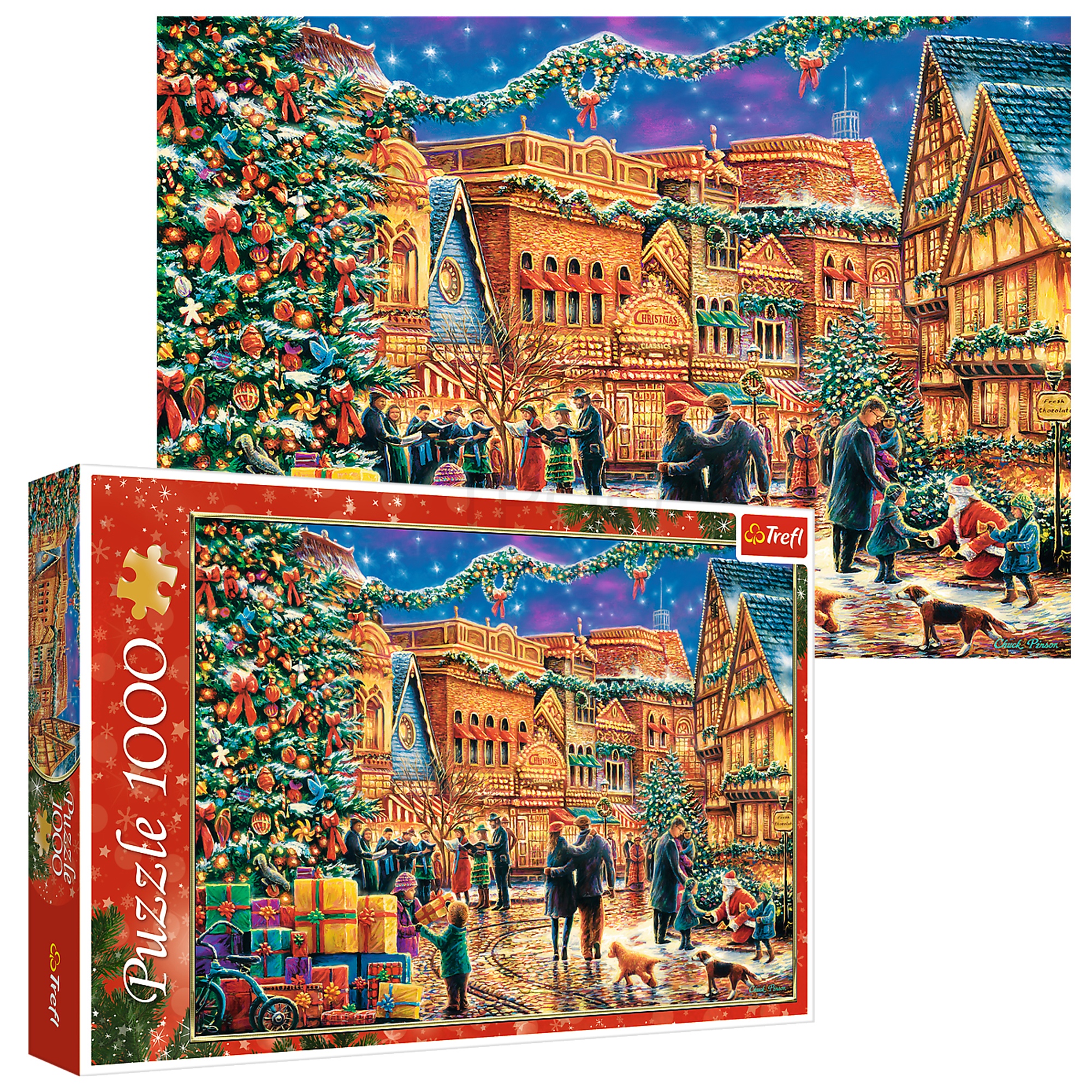 Trefl 1000 Piece Adult Large Christmas Holiday Town Gifts Square Jigsaw