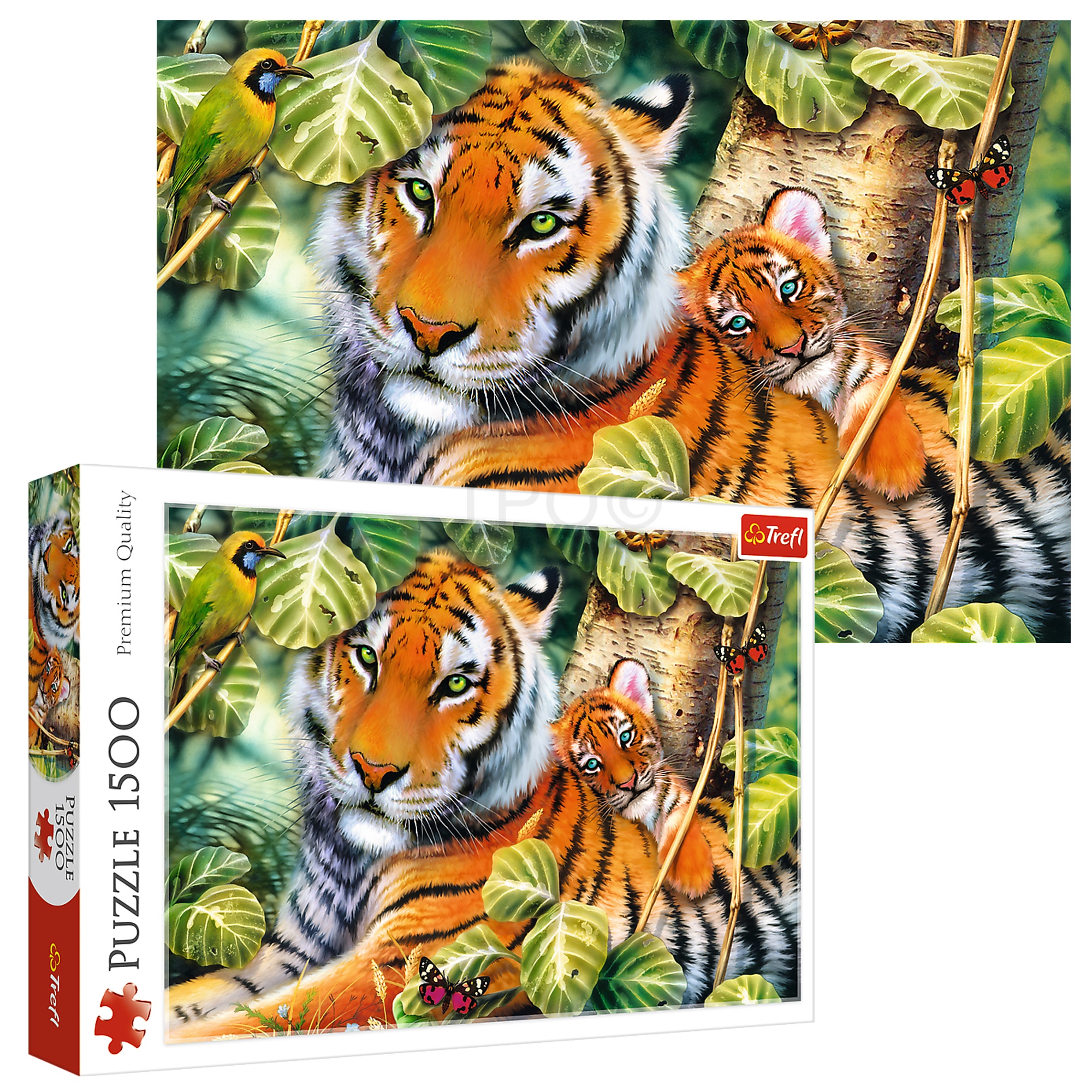 Trefl 1500 Piece Adult Large Two Ferocious Tigers Family Forest Jigsaw