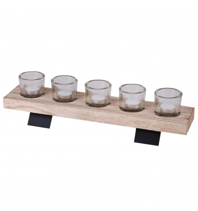 Candle Holder With Wood Tray [536099]