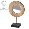 Wooden Mirror And Black Metal Base