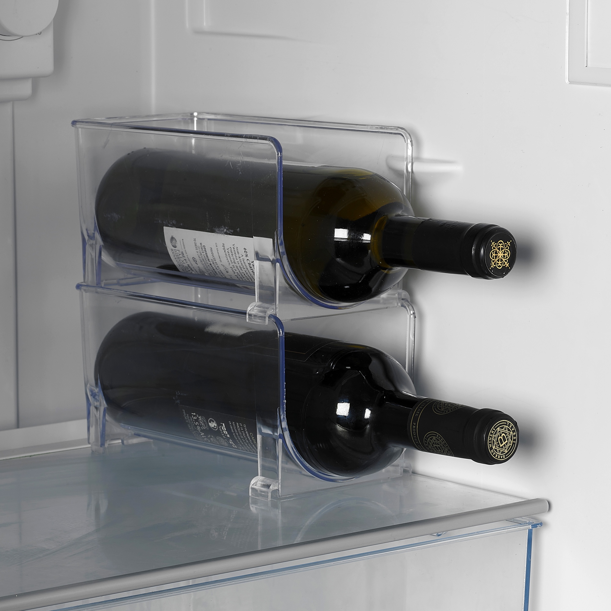 1 or 2 Clear Fridge Wine Champagne Bottle Holder Storage Box Containers