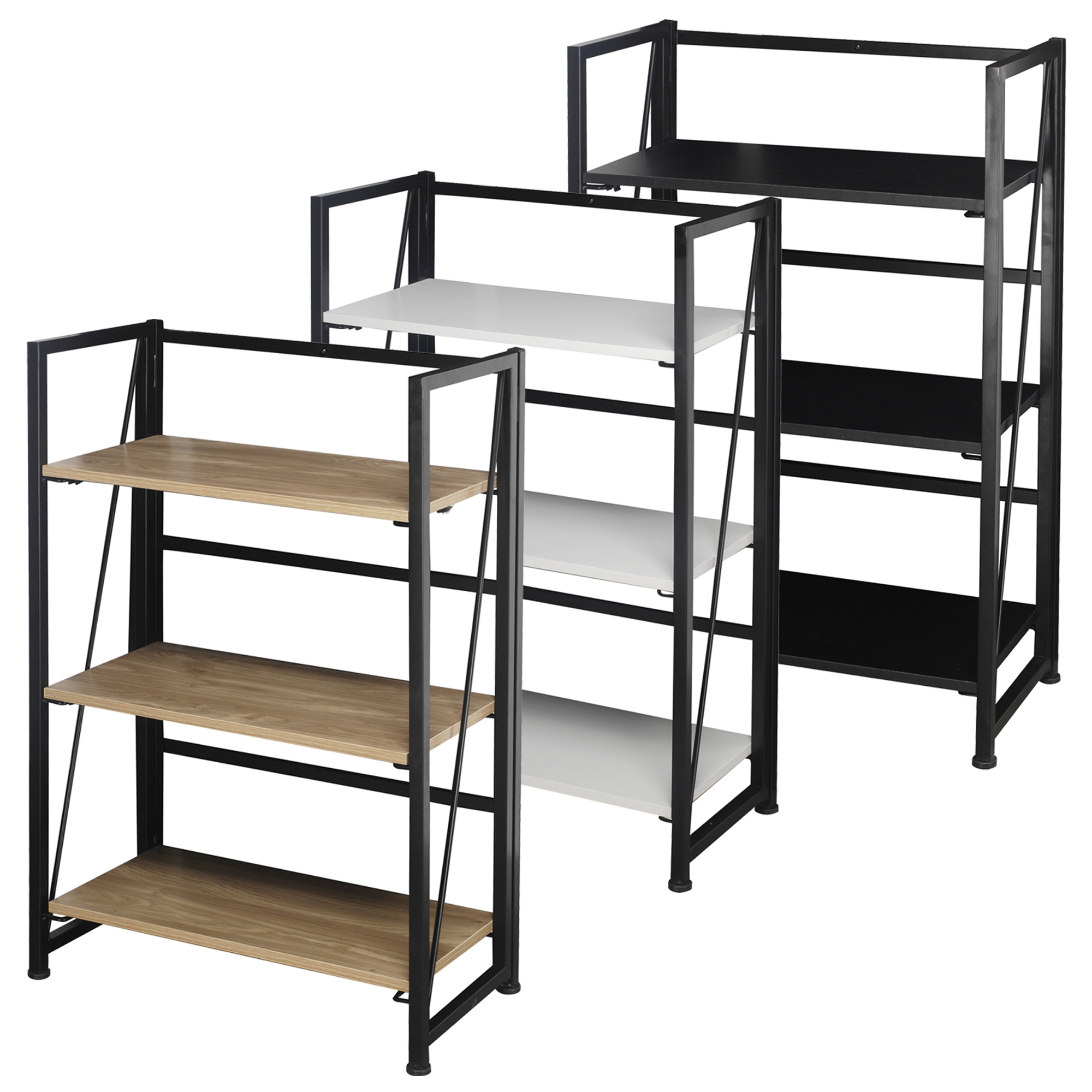 Wood Steel Folding Ladder Shelf Unit 