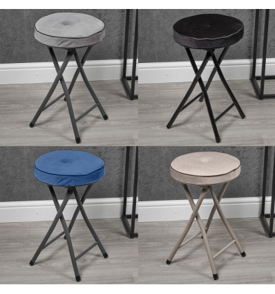 Folding Stool with Velvet Cushion