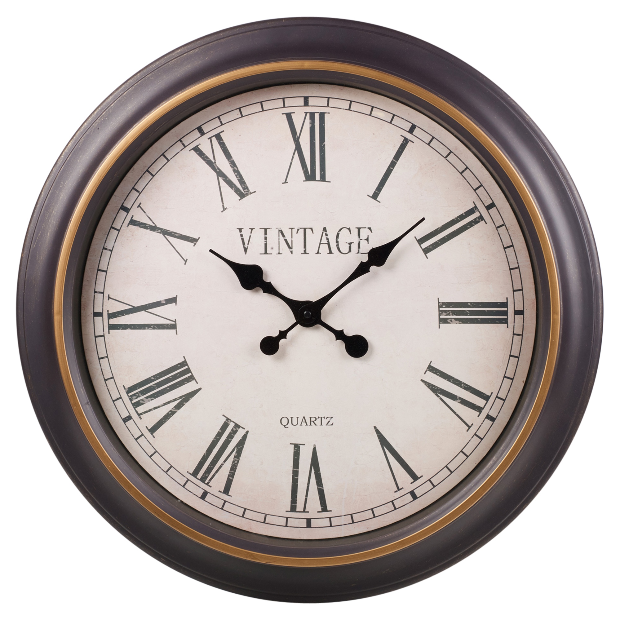 Pared Grande Reloj Oro Marco Marrón Números Romanos Clásico Vintage con