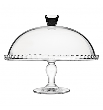 Single Patisserie Glass Footed Serving Plate With Dome [95200]