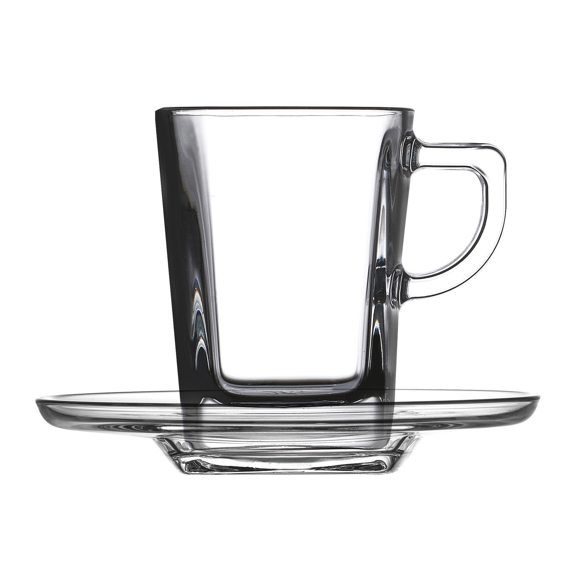 Pasabahce Carre Set Of 6 Espresso Glass Coffee Cup And Saucer Gift Box ...