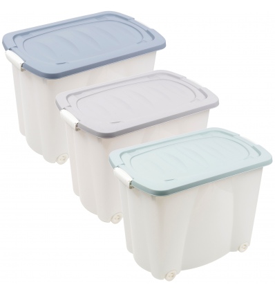 60L Large Lidded Storage Boxes on Wheels