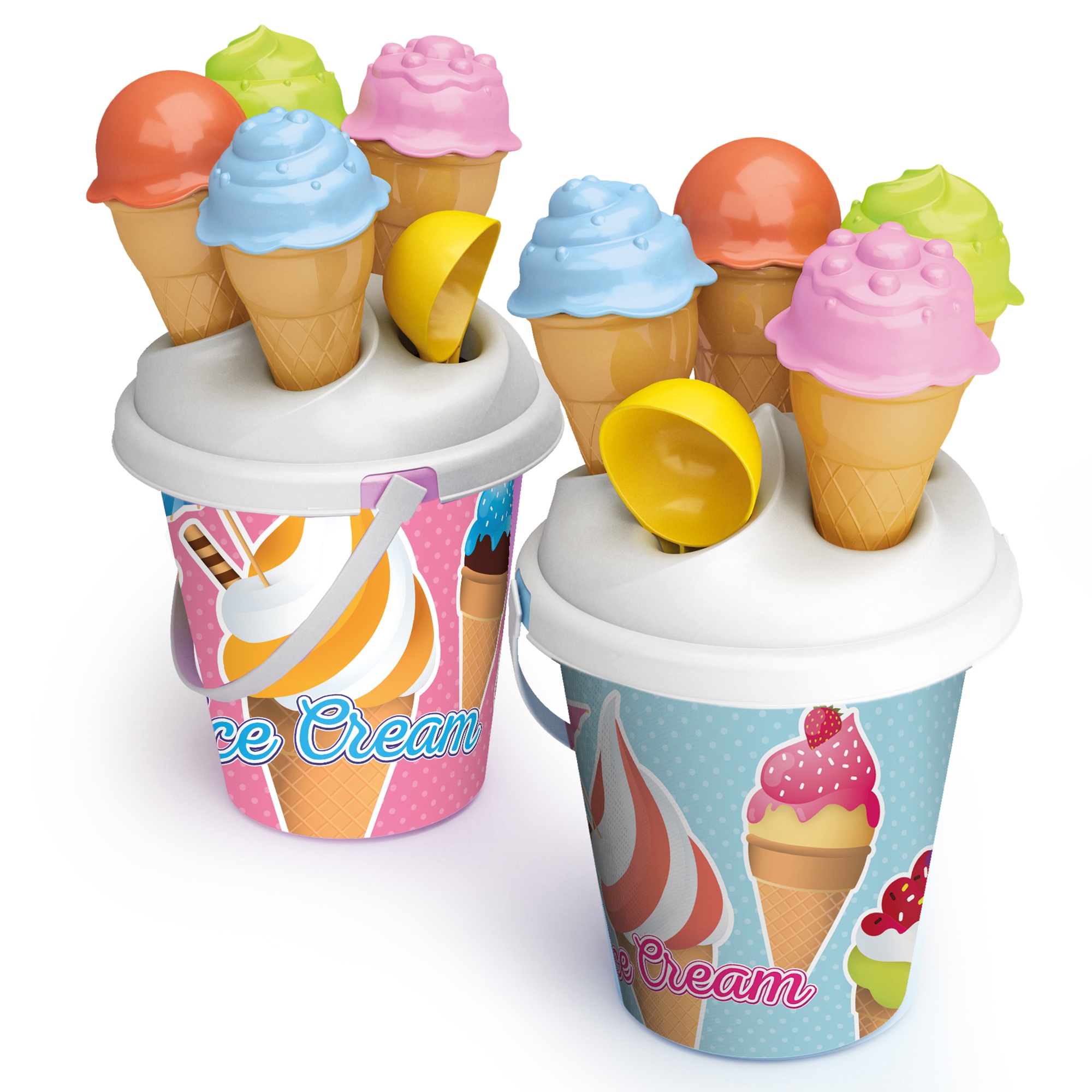Kids Plastic Beach Bucket Ice Cream Moulds Scoop Play Toy Set Sandbox