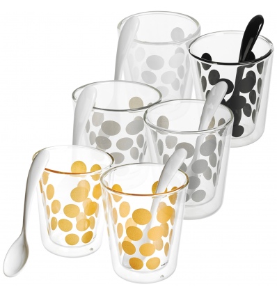 Zak! 2 Melamine 200ml Double Walled Coffee Glasses with 2 Spoons