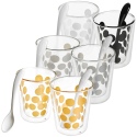 Zak! 2 Melamine 200ml Double Walled Coffee Glasses with 2 Spoons