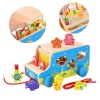 Marine Shape Sorter Pull Along Car With Bead Maze- Animal Slide Bead Maze Colorful Toys For Toddlers, Indoor Games For Kids