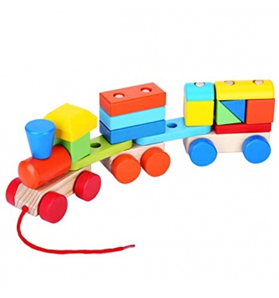 Pull Along Wooden Stacking Block Train [814109][AC7621]