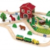 77Pcs Wooden Train & Farm Set For Kids, Toddler 3 to 5 Year-77 Pieces- Kids Friendly Construction Toys Set, Farm Railway Set