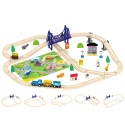 URBN-TOYS  65 Pcs Wooden Train Track and Zoo Playset [814116][AC7509]
