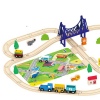 65 Pcs Wooden Train Track & Zoo Play Set-Toddler Boys And Girls 3-5 Years And Up-65 Pieces-Kids Friendly Toy Train Zoo Play Set