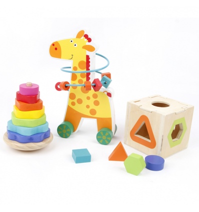URBN-TOYS 3 in 1 Educational Giraffe Gift Set- Decorative Giraffe Gift Set-Zoo Animal Decorations, Giraffe Birthday Gift Set