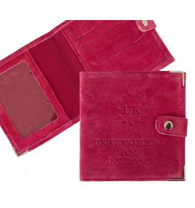 Hot Pink Suede UK Drivers Licence Holder