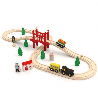 37 Pcs Wooden Train Set -Train Set For Kids, Toddler 3 -5 Years And Up-Kids Friendly Wood Construction Toys Set for Kids