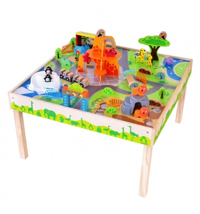 Large Zoo Playset & Wooden Base Table [814208][AC6689]