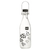 ZAK! 1L Black & White Lily Glass Bottle with Ceramic Clip Lid - Pack of 2