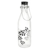 ZAK! 1L Black & White Lily Glass Bottle with Ceramic Clip Lid - Pack of 2